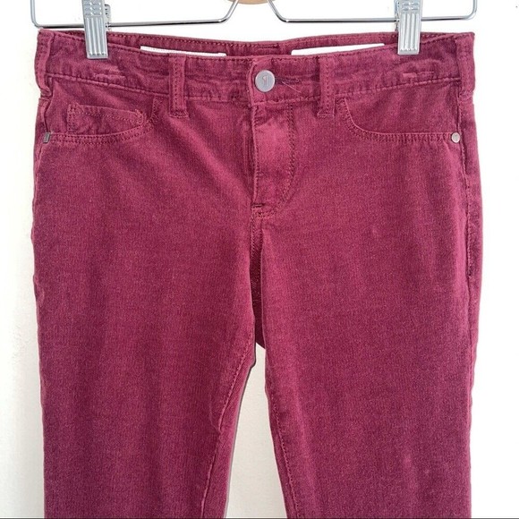 Anthropologie Pilcro Corduroy Skinny Pants Mid Rise Stretch Burgundy Red Size 25 - Picture 3 of 8
